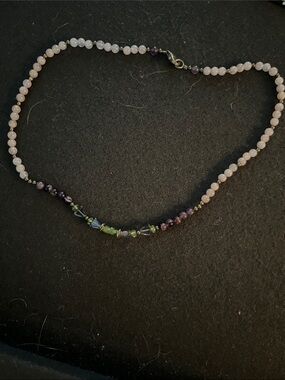 Purple and green & Multicolor Accent Beaded Necklace